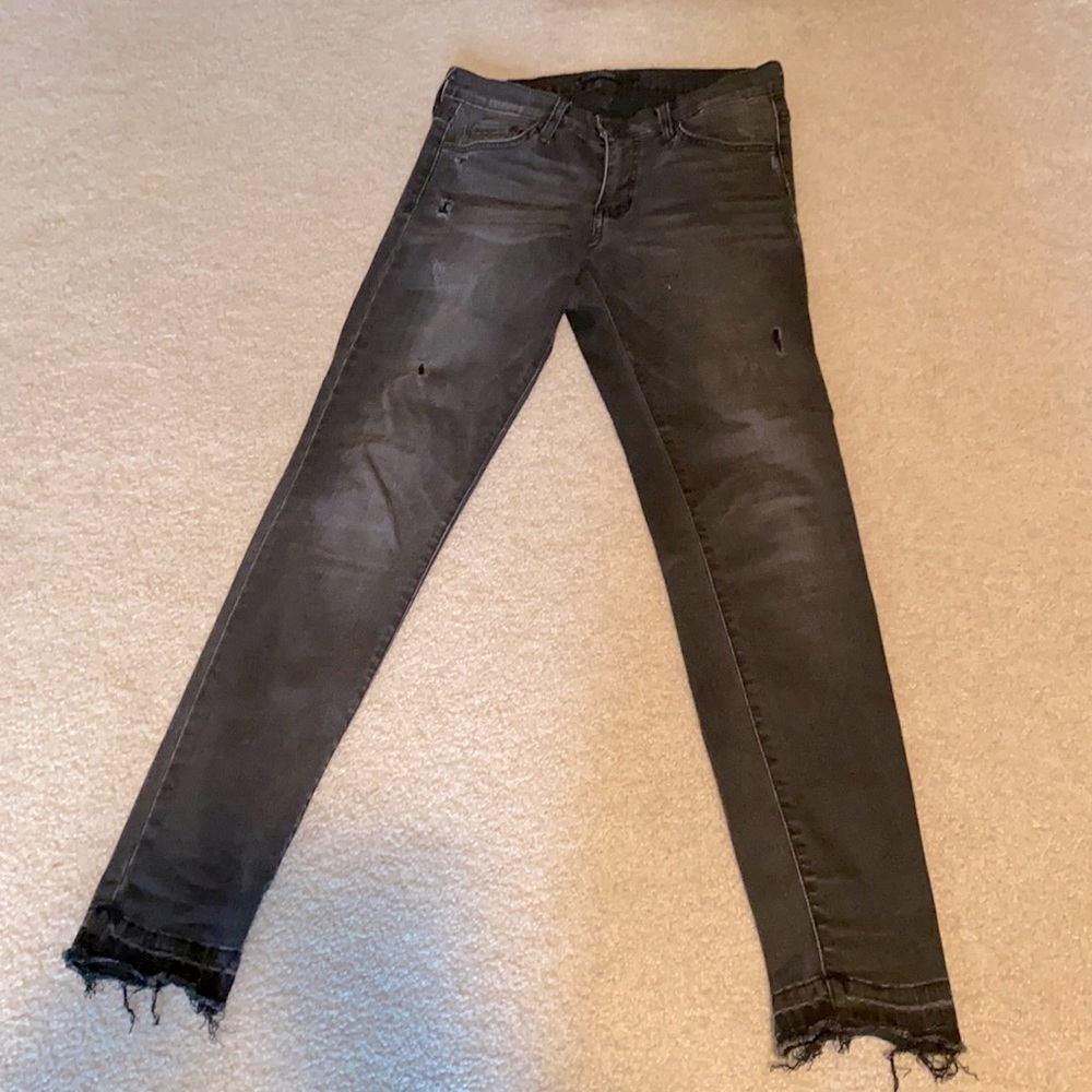 Flying Monkey shredded hem skinny jeans
